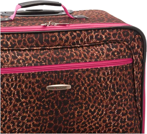 Miniatura 8 de Rockland Vara Softside - Equipaje vertical, leopardo rosa, juego de 3 piezas (202228), Pink Leopard, Vara Softside Juego de equipaje vertical de 3