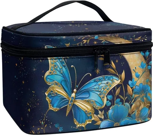 Miniatura 23 de doginthehole Bolsa de maquillaje, bolsa de cosméticos de viaje, bolsa de aseo portátil grande, organizador de accesorios para mujeres y niñas