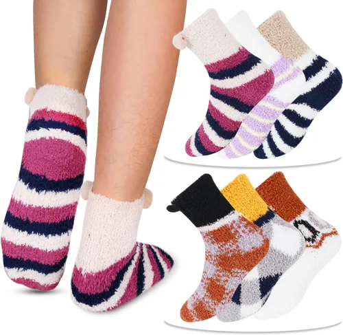 Miniatura 8 de Violet Mist Calcetines mullidos para hombre, unisex, lindos animales, acogedores, divertidos, esponjosos, cálidos, de invierno, de felpa