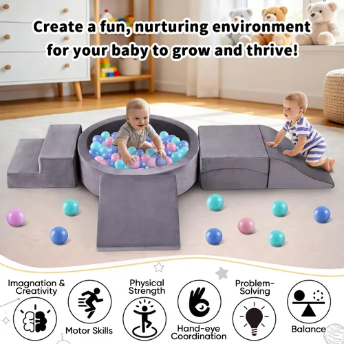 Miniatura 3 de Juguetes de escalada para niños pequeños de 1 a 3 años, bloques de escalada de espuma para bebés con pozo de pelotas, juguetes de escalada