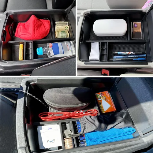 Miniatura 6 de para VW Atlas y Cross Sport Accesorios Organizador de consola central 2018 2019 2020 2021 2022 2023 Inserto ABS Caja de reposabrazos Almacenamiento