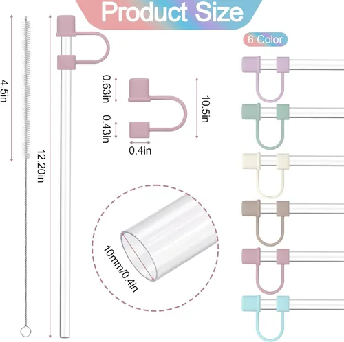 Miniatura 2 de Popote de repuesto transparente con fundas para vaso Stanley de 40 y 30 onzas, popotes reutilizables de 0.394 in con cepillo de limpieza, accesorios