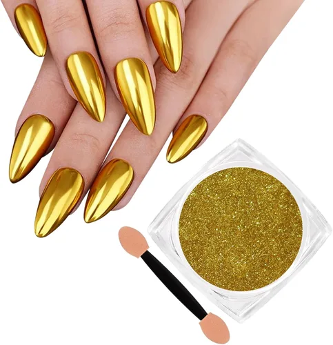 Polvo para Uñas Cromado, Polvo Cromado con Efecto Espejo Metálico, Polvo Holográfico con Destellos de Purpurina para Manicura, Decoración de Arte de