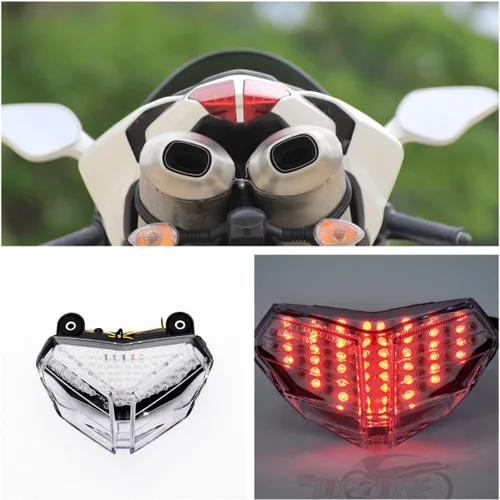 Miniatura 2 de TOPZONE Compatible con Ducati SUPERBIKE 1198 y 1098 S y 848; luz trasera LED de freno + indicadores de señal de giro integrados (lente transparente)