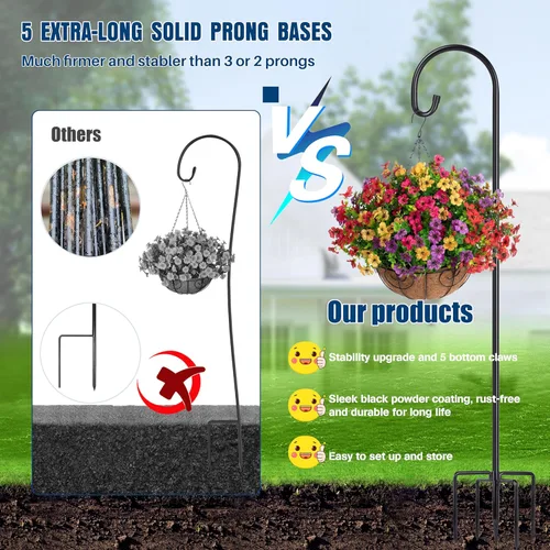 Miniatura 6 de Ottsuls Ganchos de pastor ajustables para comedero de pájaros, farol, gancho para plantas, estaca de jardín, soporte para plantas para cesta