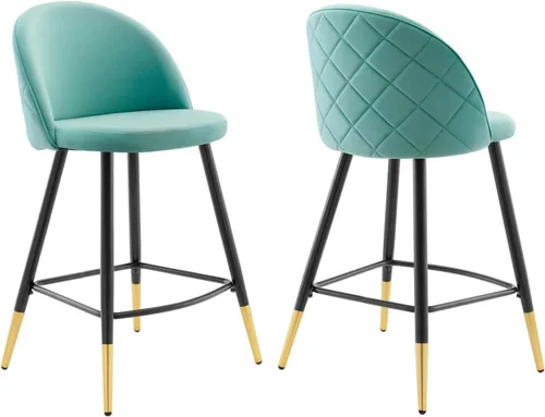 Modway Cordial Performance - Taburetes de comedor de terciopelo en color menta, juego de 2