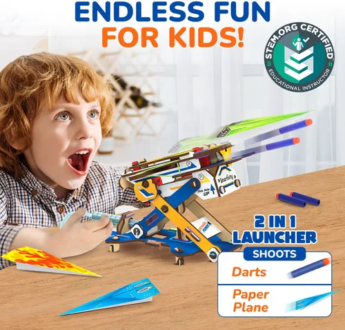 Miniatura 2 de Smartivity DIY 2 en 1 Aviones de papel hidráulicos y lanzadores de dardos STEM juguete para niños de 6 a 14 años Regalos de cumpleaños para niños