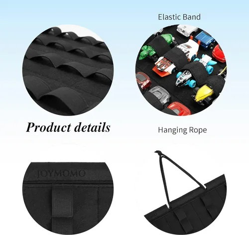 Miniatura 3 de Organizador de almacenamiento colgante para autos de juguete, vitrina de fieltro con capacidad para 60 autos de juguete (sin accesorios) (negro)