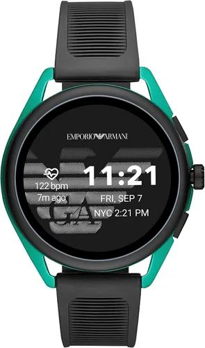 Emporio Armani - Smartwatch 3 con tecnología Wear OS de Google con altavoz frecuencia cardíaca GPS NFC y notificaciones de celular inteligente Negro
