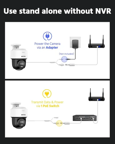 Miniatura 9 de ANNKE Cámara PoE 4K PT, audio de 2 vías, cámara de seguridad IP de inclinación de 345° de 80° para exteriores, seguimiento automático Lite