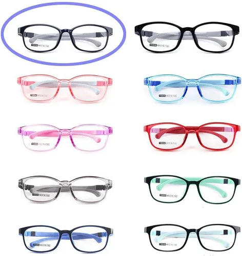 Miniatura 3 de QYAJS Montura de anteojos para niños, montura óptica TR90, flexible, flexible, flexible, de una pieza, segura, para niñas y niños