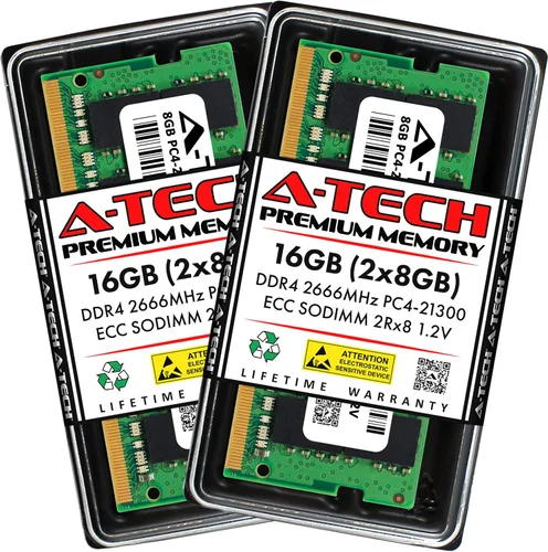 Miniatura 48 de A-Tech 4GB DDR4 2133MHz PC4-17000 ECC SODIMM 1Rx8 Rango único 1.2V 260-Pin Módulo de actualización de memoria RAM para Microserver, estación