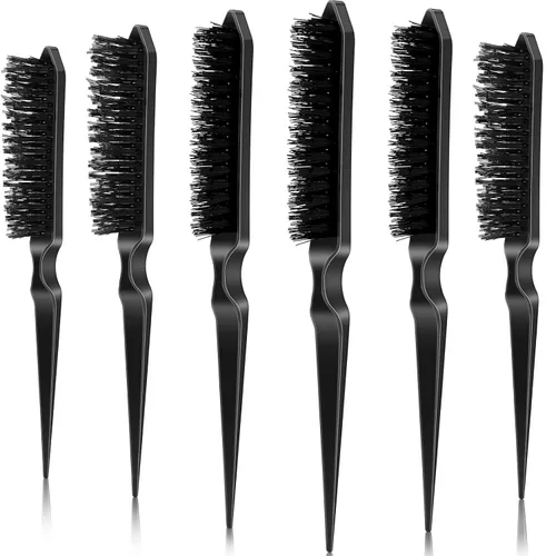 Yaomiao Juego de 6 brochas de burlas, 3 filas de nailon para cabello fino, peinado de espalda, levantamiento de raíces, masaje del cuero cabelludo,