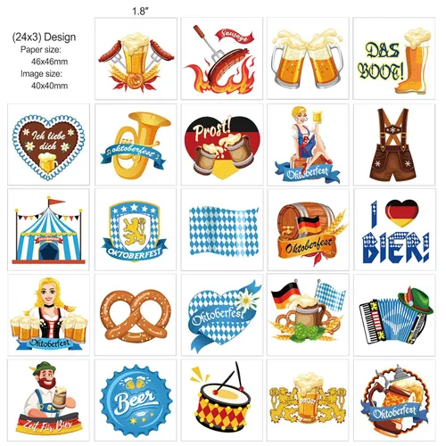 Miniatura 4 de HOWAF Tatuajes temporales para el Oktoberfest, 72 tatuajes falsos para niños, calcomanías impermeables para suministros de festivales de cerveza
