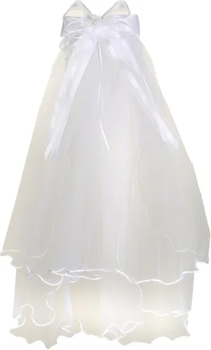 Miniatura 3 de Flor Chica primera Comunión velo Dos Capas Tul & Tiara Attach estilo # 108