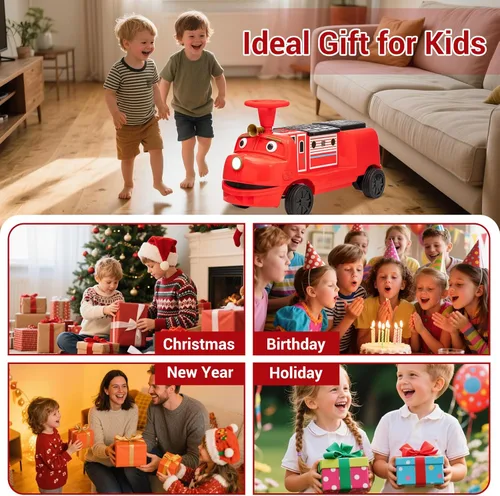 Miniatura 7 de Tren de paseo para niños de 12 V con licencia de CHUGGINGTON, auto de juguete de 2 plazas sin rieles con asiento ajustable, silbato de tren, faro
