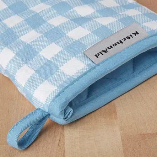 Miniatura 3 de Juego de 2 manoplas mini para horno Kitchenaid Gingham, Terciopelo Azul, 5.5"x8
