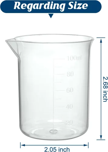 Miniatura 2 de 6 vasos de plástico de laboratorio de 3.4 fl oz, tazas medidoras transparentes con escala graduada y boquilla de vertido para experimentos