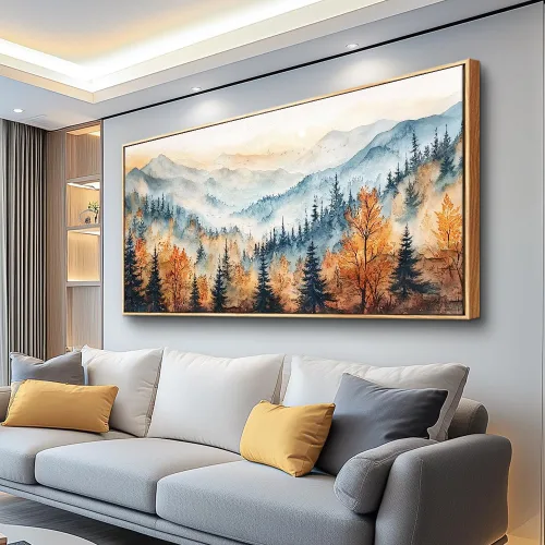 Miniatura 14 de KELIYUAN Lienzo decorativo de pared para sala de estar, decoración de pared grande para dormitorio, pintura de paisaje de alce, montaña, fotos