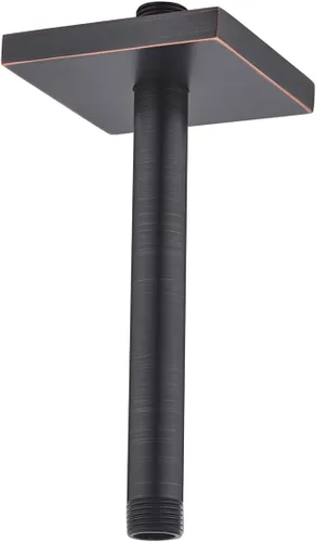 Miniatura 26 de Brazo de ducha montado en el techo de 4 pulgadas, extensión de cabezal de ducha negro mate con escudo único a juego, conexión estándar de 1/2