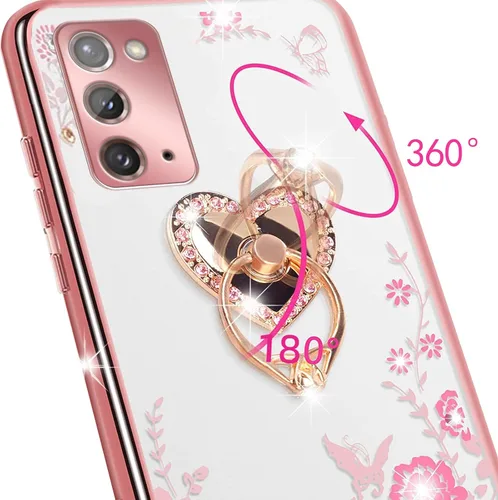 Miniatura 4 de Funda protectora transparente con función atril y correa para Samsung Galaxy Note 20 para Note 20, para Samsung Galaxy Note 20 (oro rosa)