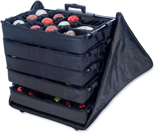 Miniatura 7 de TreeKeeper Caja de almacenamiento telescópica de adornos navideños con divisores: organizador ajustable con capacidad para 120 adornos de hasta 4