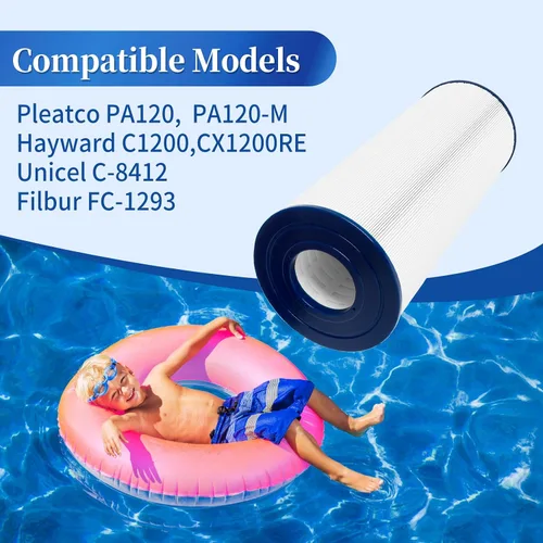 Miniatura 3 de Filtro de piscina PA120 de repuesto compatible con Hay- Ward C1200, CX1200RE, Unicel C-8412, Filbur FC-1293, apto para Waterway Clearwater II 125