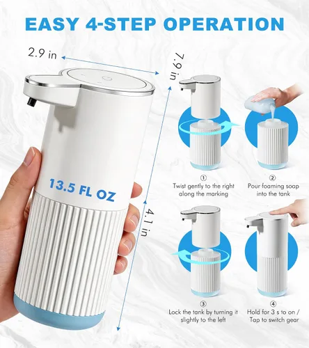 Miniatura 2 de RYTOXILO Dispensador automático de jabón, paquete de 2 dispensadores de jabón líquido sin contacto blanco para baño, dispensador eléctrico