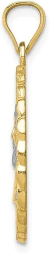 Miniatura 2 de Colgante de oro amarillo macizo de 10 quilates con dos tonos de corte de diamante con cara de Jesús, Metal