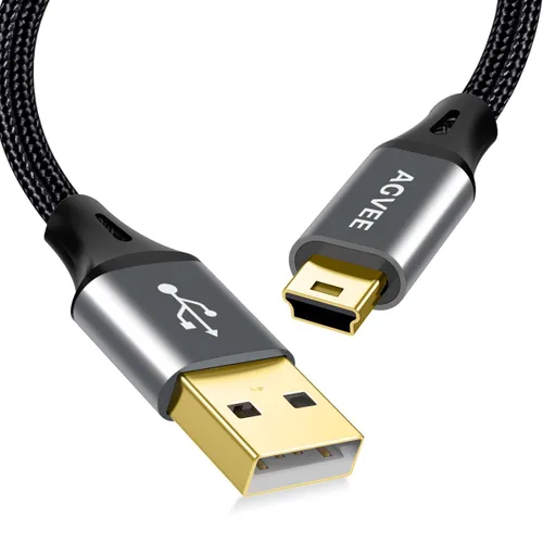 AGVEE Paquete de 2 cables mini USB de 10 pies, cable de carga trenzado duradero USB-A a Mini-B para TI-84, Garmin GPS, Go-Pro Hero 4 3 2 HD,