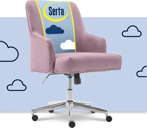 Miniatura 11 de Silla de oficina moderna Serta Scarlett, silla de escritorio de respaldo medio plisado y curvo, cojín de asiento de bolsillo de resorte en espiral