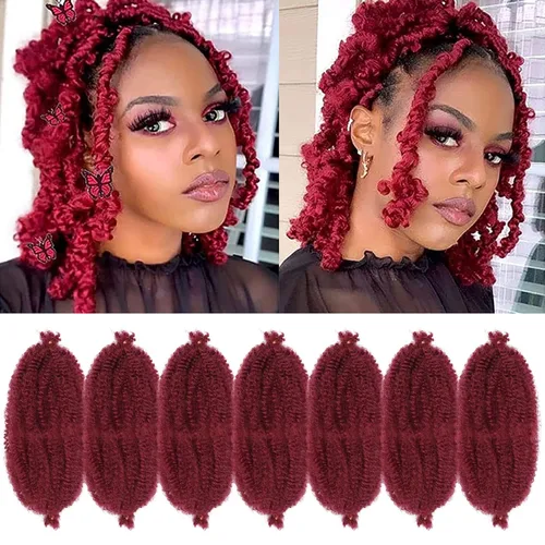 Miniatura 38 de Marley Twist - Cabello trenzado de 16 pulgadas, cabello afro trenzado elástico, paquete de 7 paquetes, cabello rizado rizado ombré, marrón Marrón