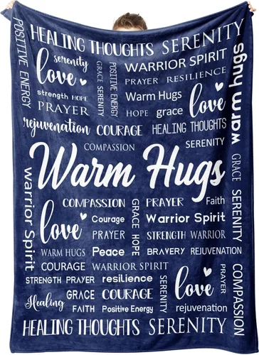 Afterprints Warm Hugs Healing Blanket - Regalos contra el cáncer para mujeres y hombres, regalo de pronta recuperación para amigos y familia, manta