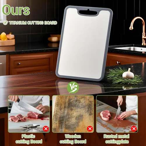 Miniatura 8 de Juego de tabla de cortar de titanio de 3 piezas, tablas de cortar de metal para cocina, tabla de cortar de acero inoxidable, tablas de cortar