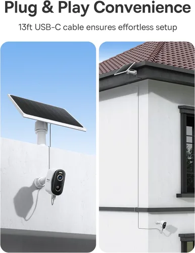 Miniatura 7 de Baseus Cámaras de seguridad solares inalámbricas para exteriores, kit de 2 cámaras N1 con panel solar 3W, cámara de visión nocturna a color 2K