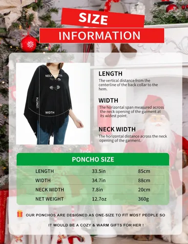 Miniatura 5 de Ferand Poncho de ajuste holgado para mujer con elegantes botones de cuerno, cuello en V y dobladillo en V