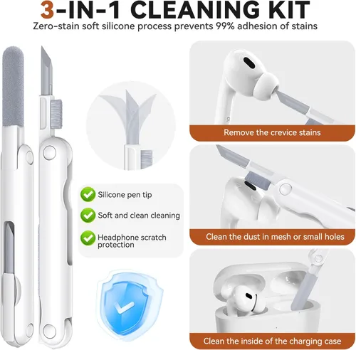 Miniatura 4 de Funda de piel para Airpods Pro 2, funda para AirPods Pro con llavero y kit de limpiador para Apple Airpods Pro de 2ª/1ª generación (2023/2022/2019)
