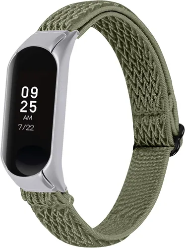 Miniatura 15 de Correa de repuesto Mi Band 3, correa ajustable transpirable de 5.3 a 8.3 pulgadas, correa elástica de repuesto de nailon suave con marco de metal Y09