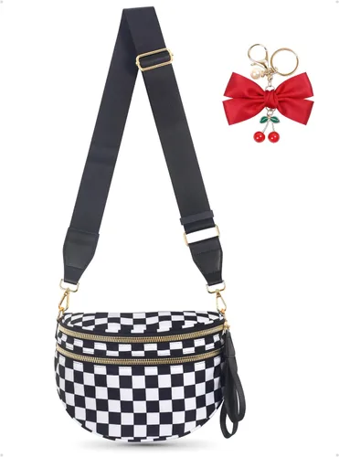 Miniatura 15 de Bum Bag Crossbody Bag para mujer Amplias bolsas Riñoneras cruzadas de nailon Monedero con cinturón para viajar y correr, regalos de moda