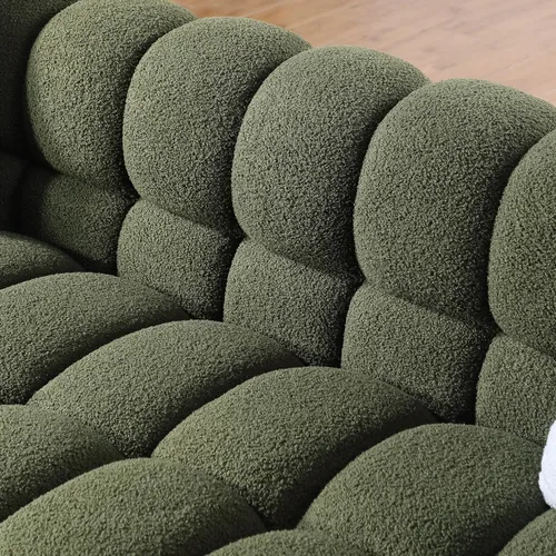 Miniatura 7 de Sofá de burbujas moderno de 3 plazas con 2 almohadas, sofá cómodo de tela Bouclé, muebles decorativos para espacios pequeños, sala de estar