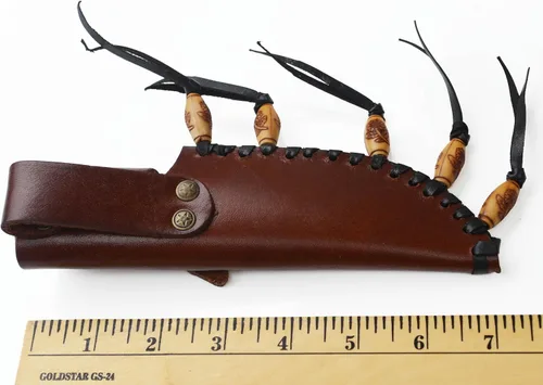 Miniatura 2 de Native Brown - Cuchillo de caza de hoja fija de cuero genuino