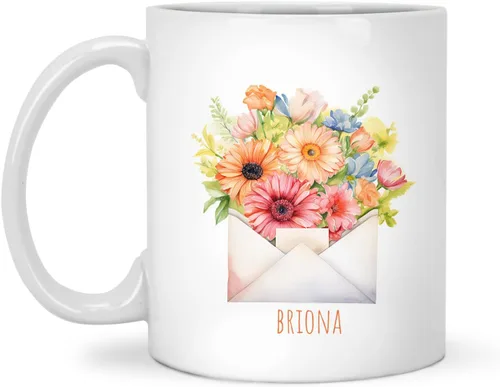 Miniatura 10 de Tazas de cerámica personalizadas del cubo de rosas con nombre, Taza de flores, Taza de café de flores de rosas personalizadas, Taza de té floral