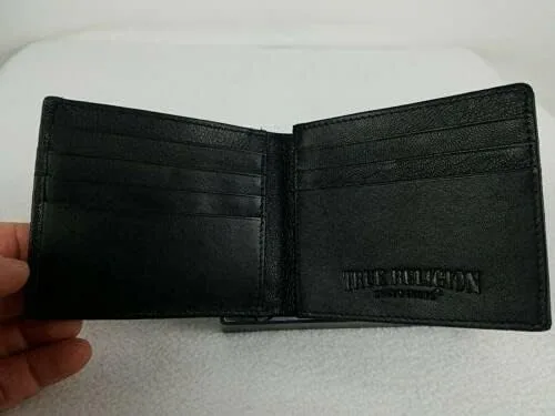 Miniatura 2 de True Religion Billetera de cuero plegable, Negro