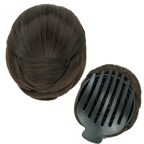 Miniatura 18 de IMISSU Trenzado Chignon Dancer Hair Donut Hairpieces Scrunchie Claw Hair Moño Updo para bodas y fiestas (M3 rubio ceniza)