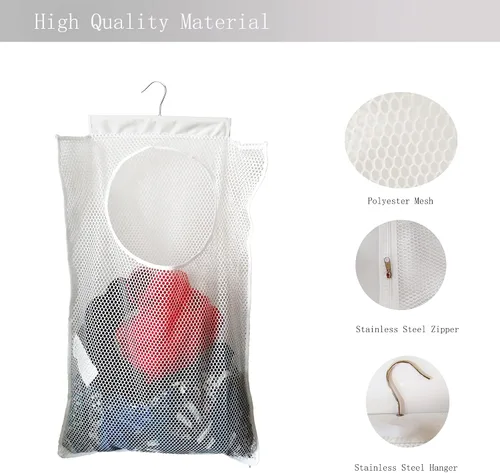 Miniatura 3 de Cesta de malla colgante para lavandería (30 x 20 x 2 pulgadas), bolsa grande de ropa sucia, se puede utilizar detrás de la puerta, armario, caravana