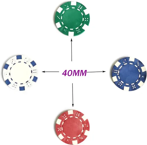 Miniatura 2 de SEETOOOGAMES 100 piezas de 0.41 oz de arcilla compuesta de dados a rayas casino fichas de póquer - 4 colores (rojo, verde, blanco y azul)