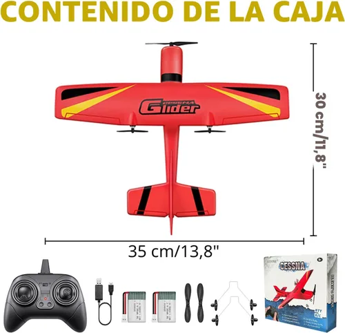 Miniatura 8 de HAWK'S WORK Avión RC de 2 canales, avión RC listo para volar, avión de control remoto de 2.4 GHz, planeador RC fácil de volar para niños y Rojo