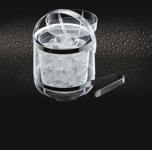 Miniatura 2 de BarCraft Cubo aislado de plástico con pinzas y tapa para hielo, 2,5 l, transparente