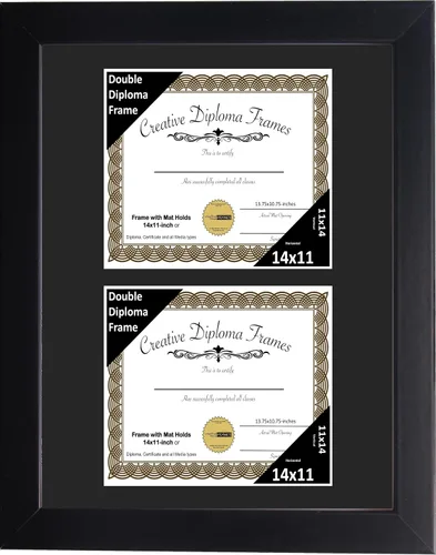 Miniatura 62 de Creative Picture Frames Marco de diploma doble clásico negro de 6 x 8 pulgadas con vidrio negro y colgador de pared instalado