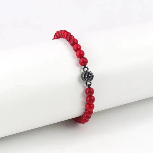 Miniatura 8 de Pulseras, elegante pulsera para parejas con 100 idiomas "I Loves You" Proyección en cristales mate piedra portátil para aniversarios